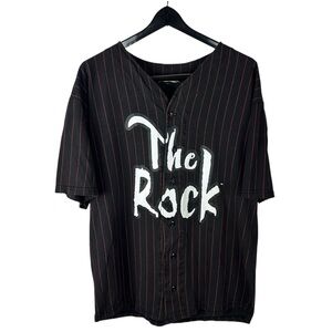 Vintage 90s WWF The Rock People’s Champ Pinstriped Baseball Jersey Size XL